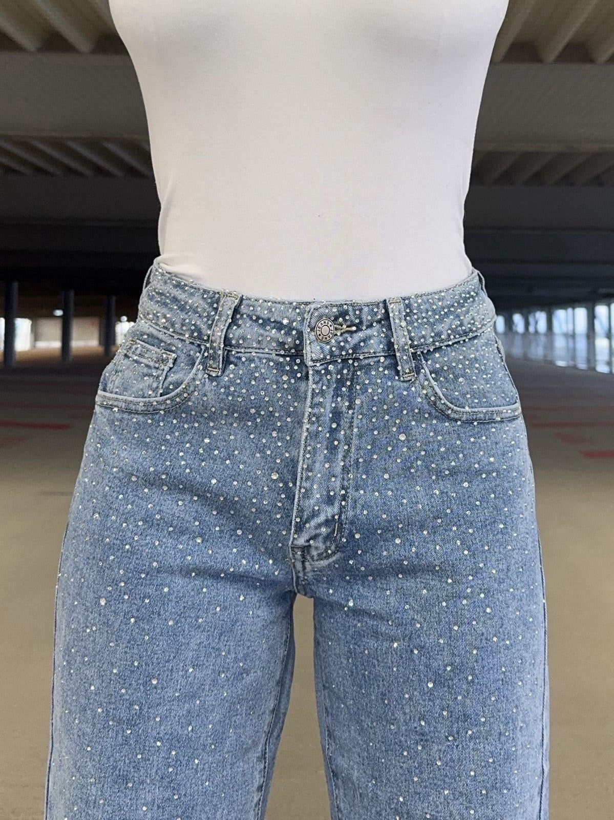 Glitzer Jeanshose, straight leg