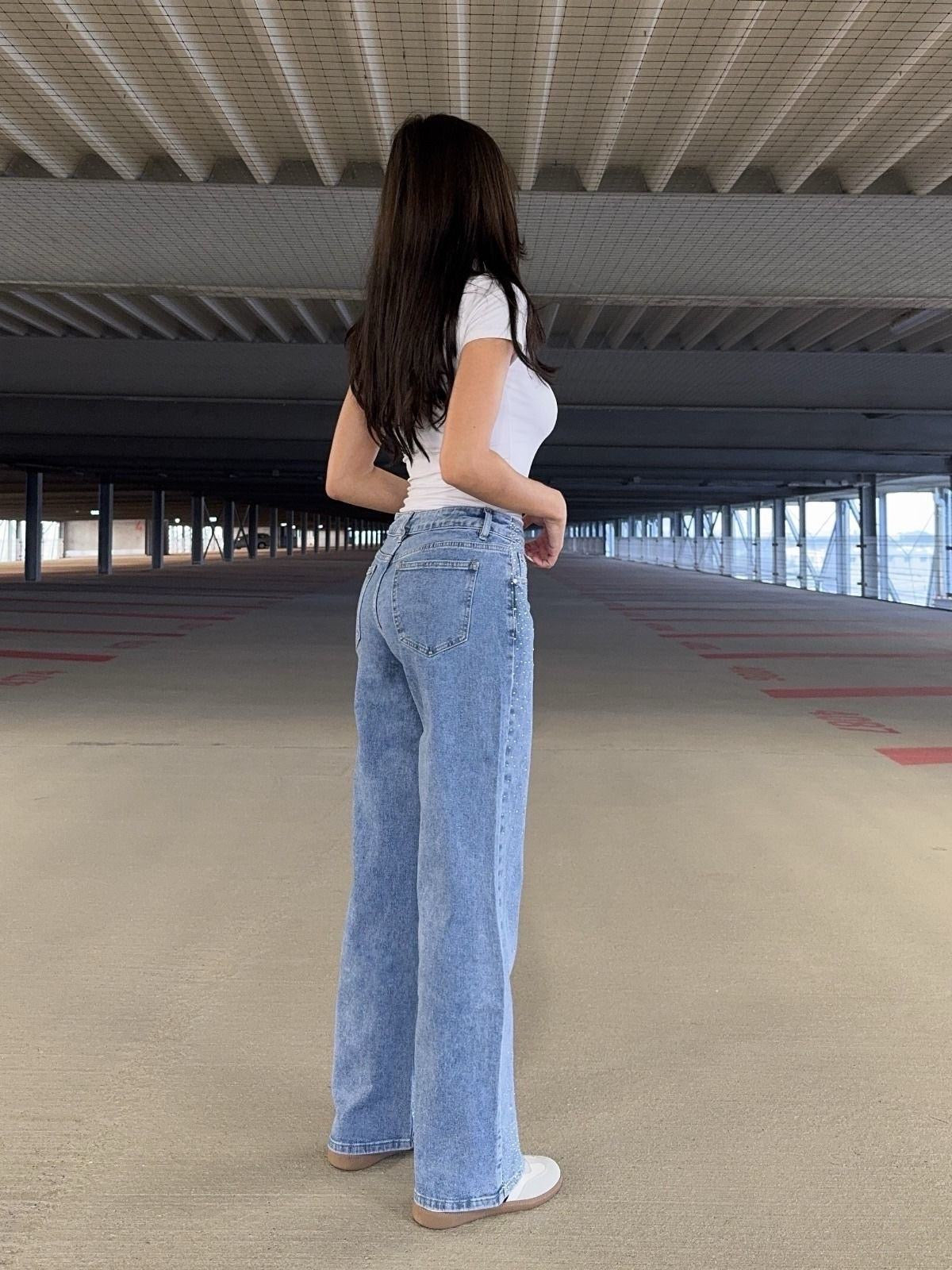 Glitzer Jeanshose, straight leg